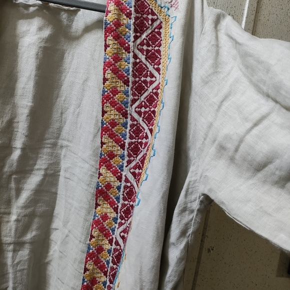 Johnny Was Boho Kimono Cardigan XL Aztec Embroidered Beige JW Los Angeles Clean - Picture 6 of 14